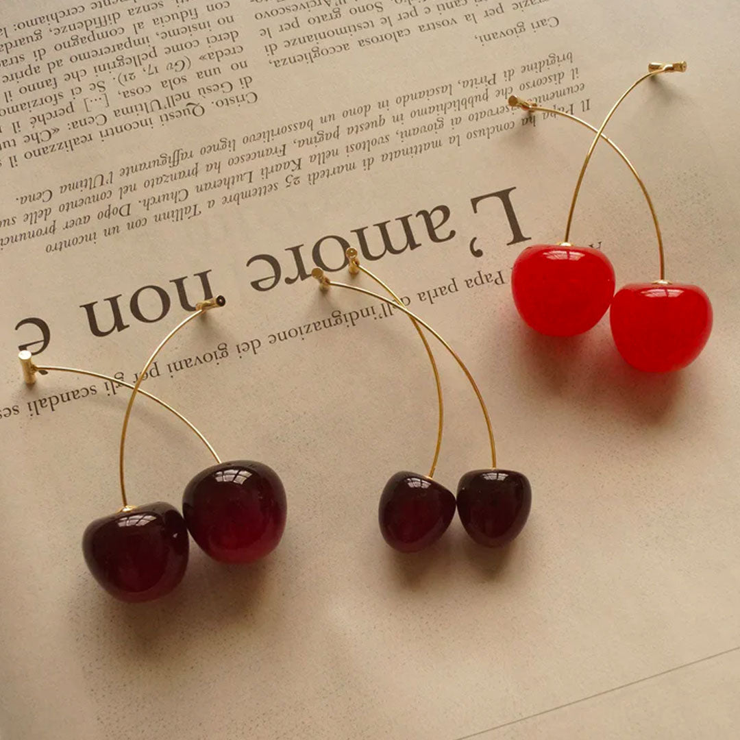 Moriqo Chérie Cherry Drop Earrings – French Summer Dangle