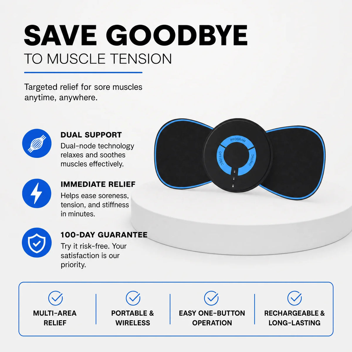 Moriqo Mini Massager – Wireless EMS Pulse Pad for Full-Body Relief